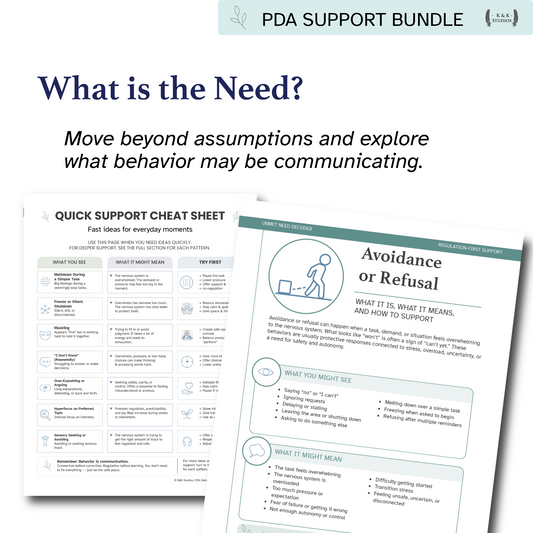 PDA Support Bundle with cheat sheet and guidance on behavior communication.
