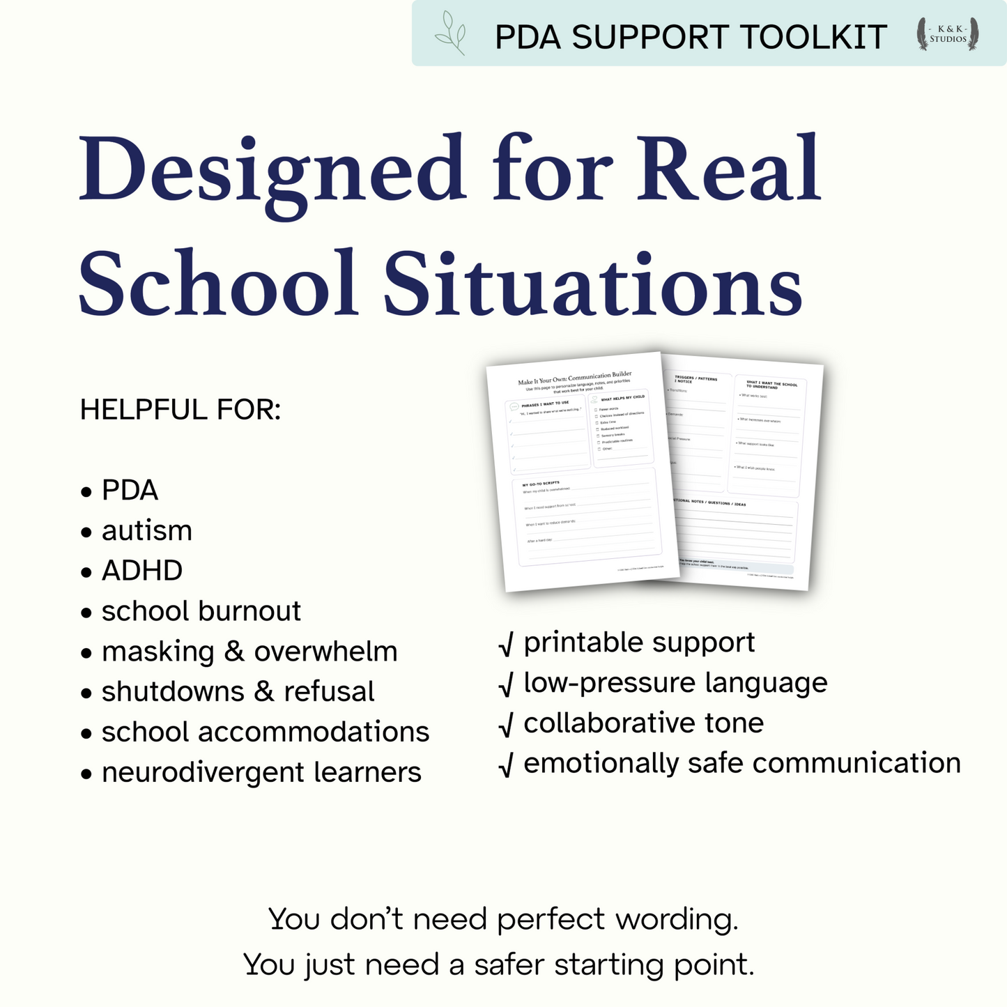 PDA School Communication Scripts | Collaborative Advocacy & Lower-Pressure Support Language