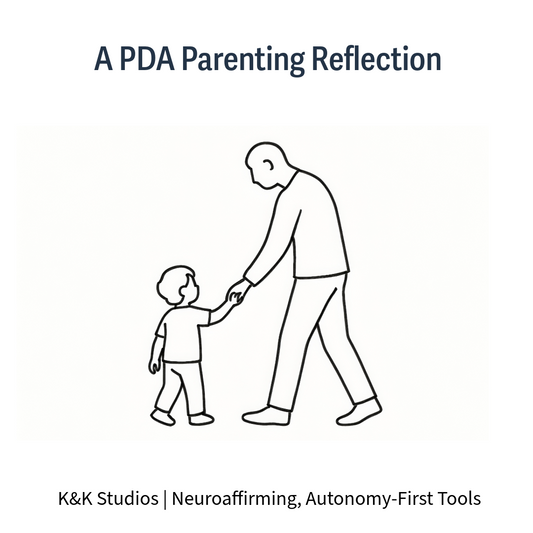 Line drawing of a child leading an adult
