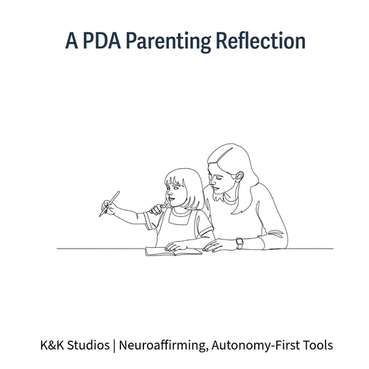 line drawing of an adult sitting beside a child working together