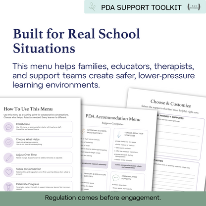 PDA Accommodation Menu