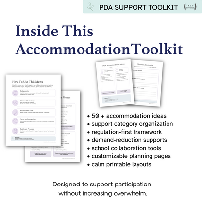 PDA Accommodation Menu