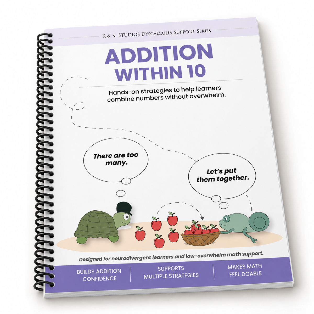 Addition Within 10 printed coil-bound workbook cover.