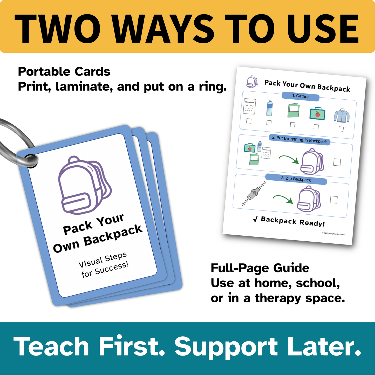 Pack Your Own Backpack | Visual Routine Cards