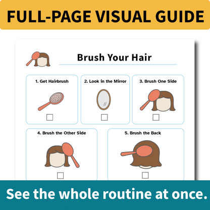Brush Your Hair Helper | Visual Hair Care Routine for Autism, ADHD & Executive Function Support