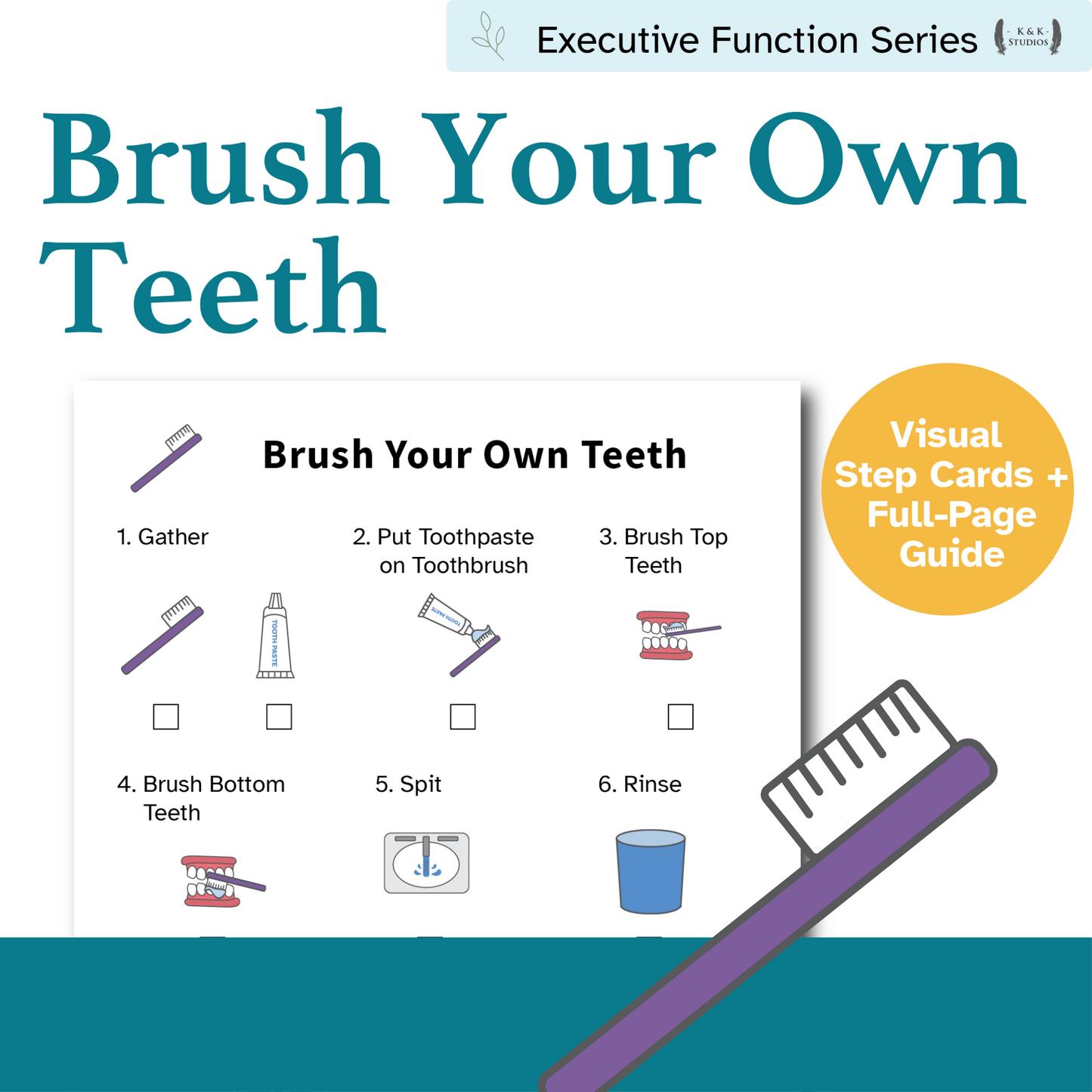 Brush Your Own Teeth Helper | Visual Routine Cards