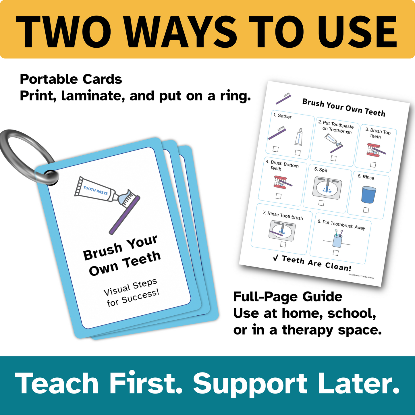 Brush Your Own Teeth Helper | Visual Routine Cards