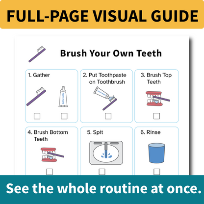 Brush Your Own Teeth Helper | Visual Routine Cards
