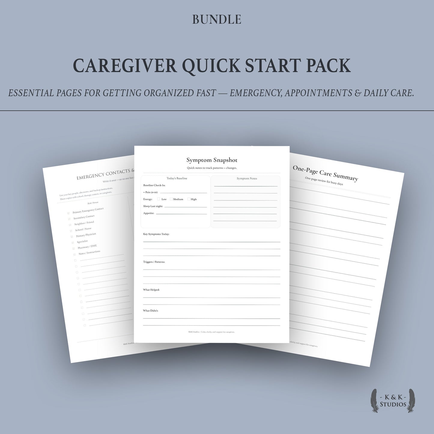 Caregiver Quick Start Pack printable cover