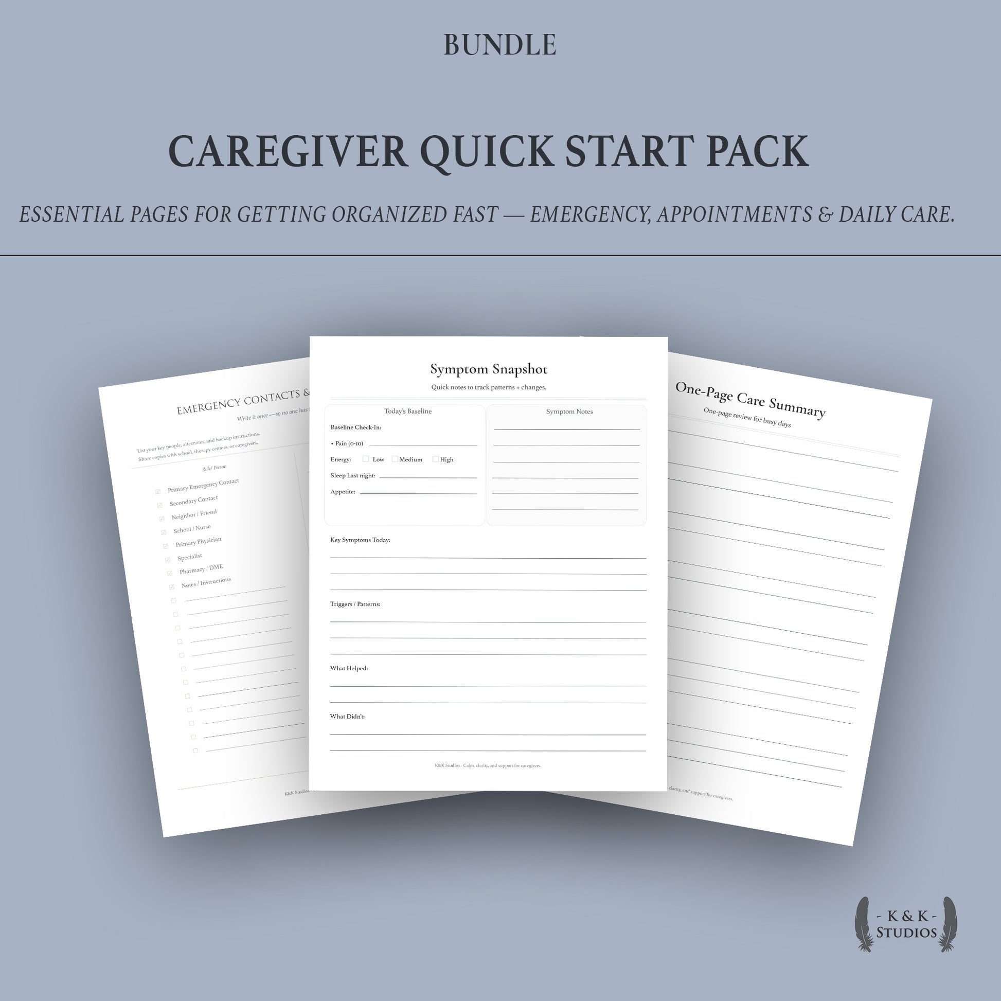 Caregiver Quick Start Pack printable cover
