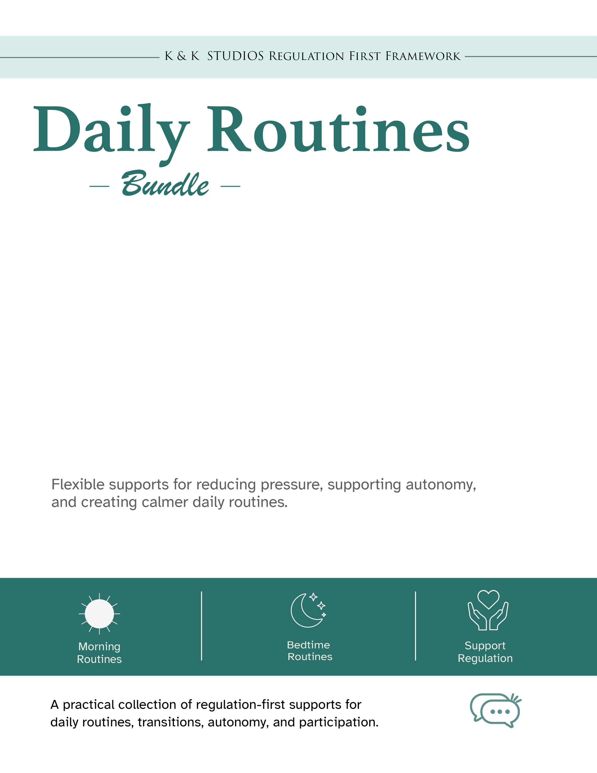 Cover of 'Daily Routines Bundle' by K & K Studios with text and icons on a white background.