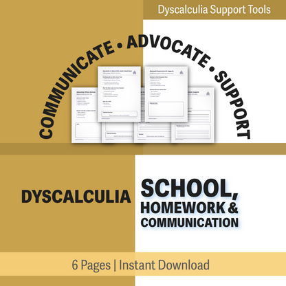 School, Homework & Communication | Dyscalculia Support Pack | IEP, 504 - Caregiver Advocacy Tools
