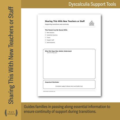 School, Homework & Communication | Dyscalculia Support Pack | IEP, 504 - Caregiver Advocacy Tools