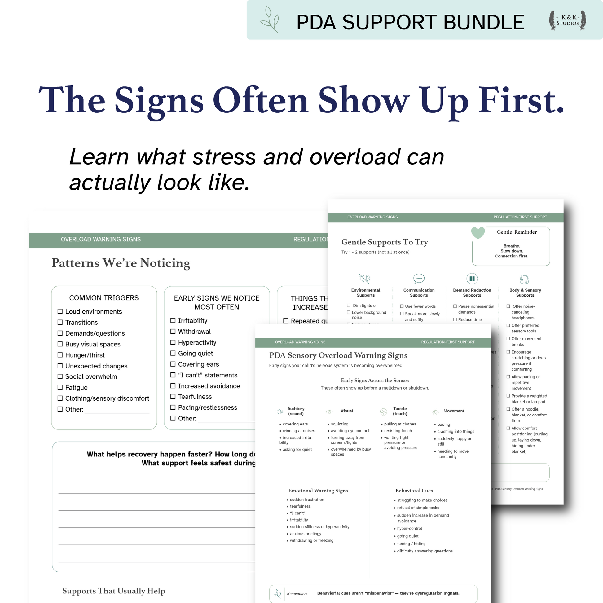 PDA Support Bundle with stress and overload awareness tools on a white background