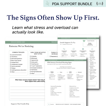 PDA Support Bundle with stress and overload awareness tools on a white background
