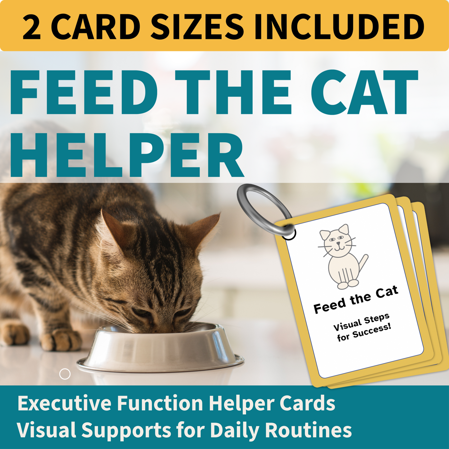 Feed the Cat Helper | Executive Function Visual Routine Cards for Autism & ADHD