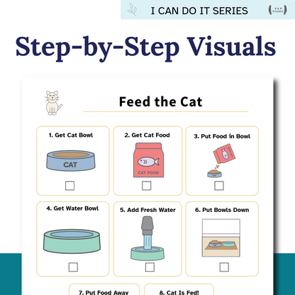 Feed the Cat Helper | Executive Function Visual Routine Cards for Autism & ADHD