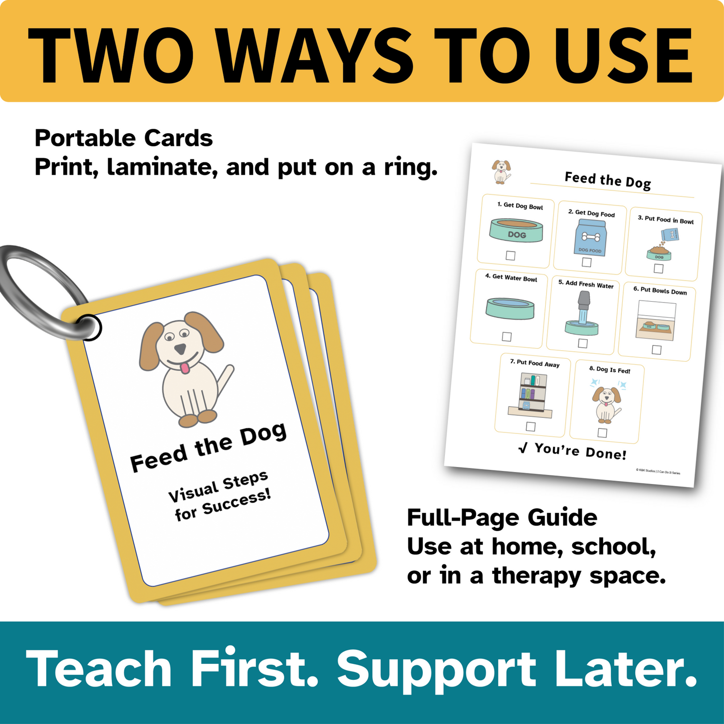 Feed the Dog Helper | Executive Function Visual Routine Cards for Autism & ADHD