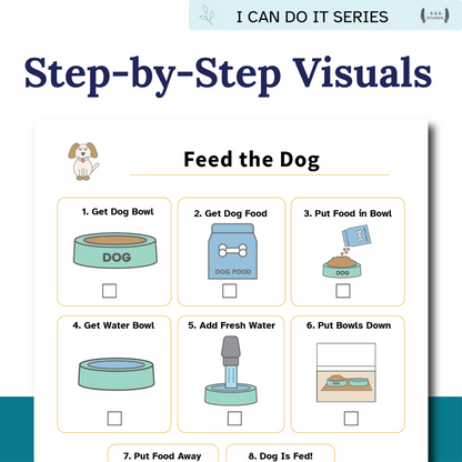 Feed the Dog Helper | Executive Function Visual Routine Cards for Autism & ADHD