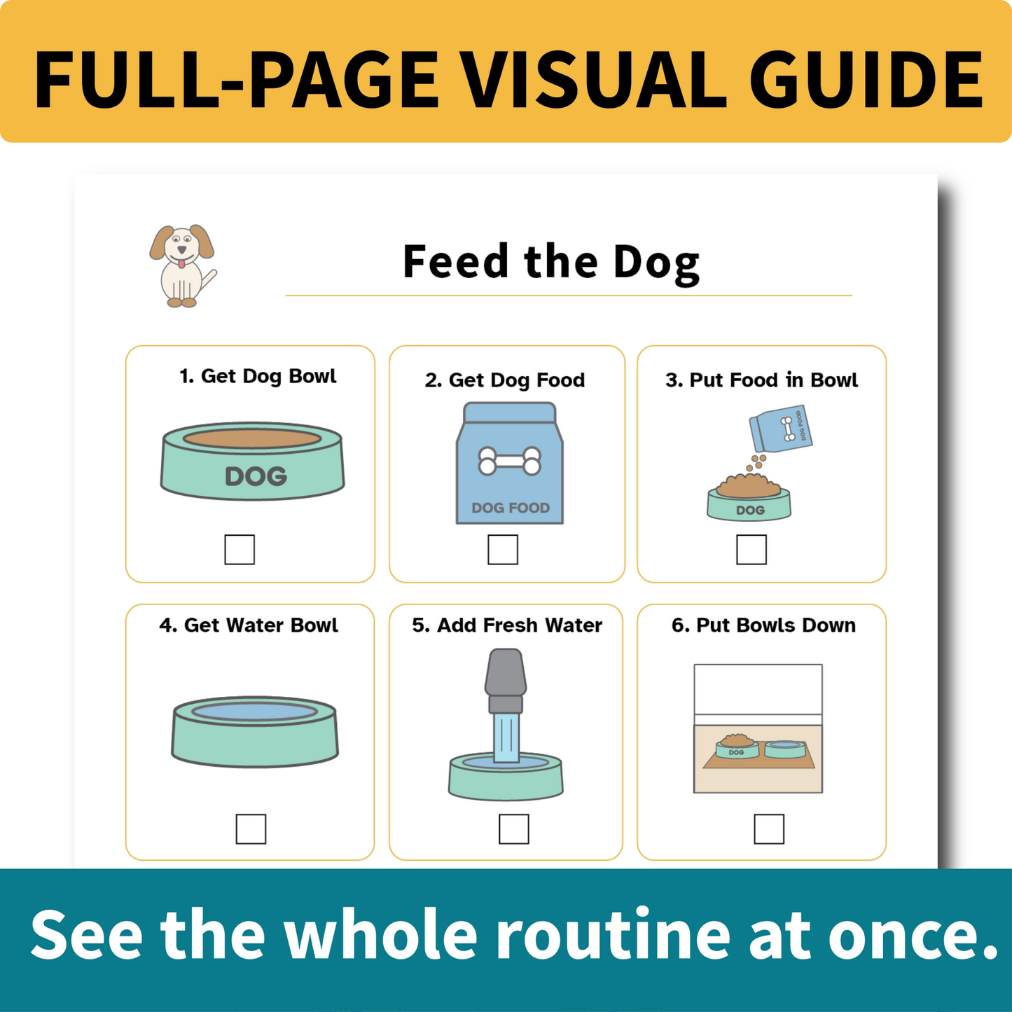 Feed the Dog Helper | Executive Function Visual Routine Cards for Autism & ADHD