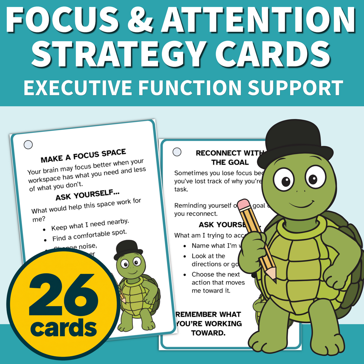Focus and Attention Strategy Cards printable resource cover.