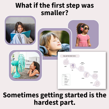 Collage of children in various activities with text about starting tasks.