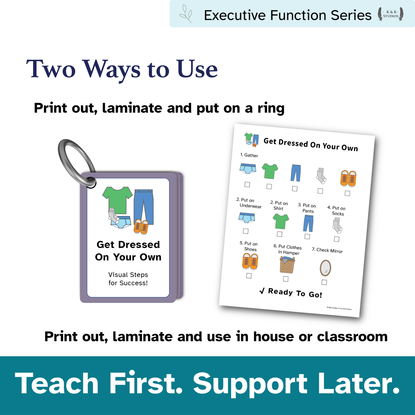 Get Dressed On Your Own Helper | Visual Routine Cards for Dressing Skills