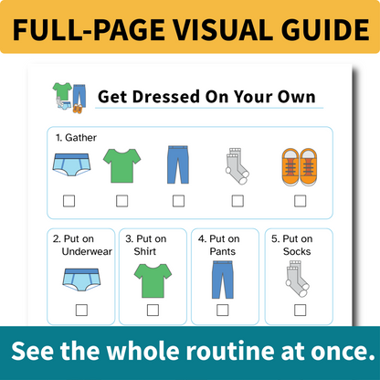 Get Dressed On Your Own Helper | Visual Routine Cards for Dressing Skills