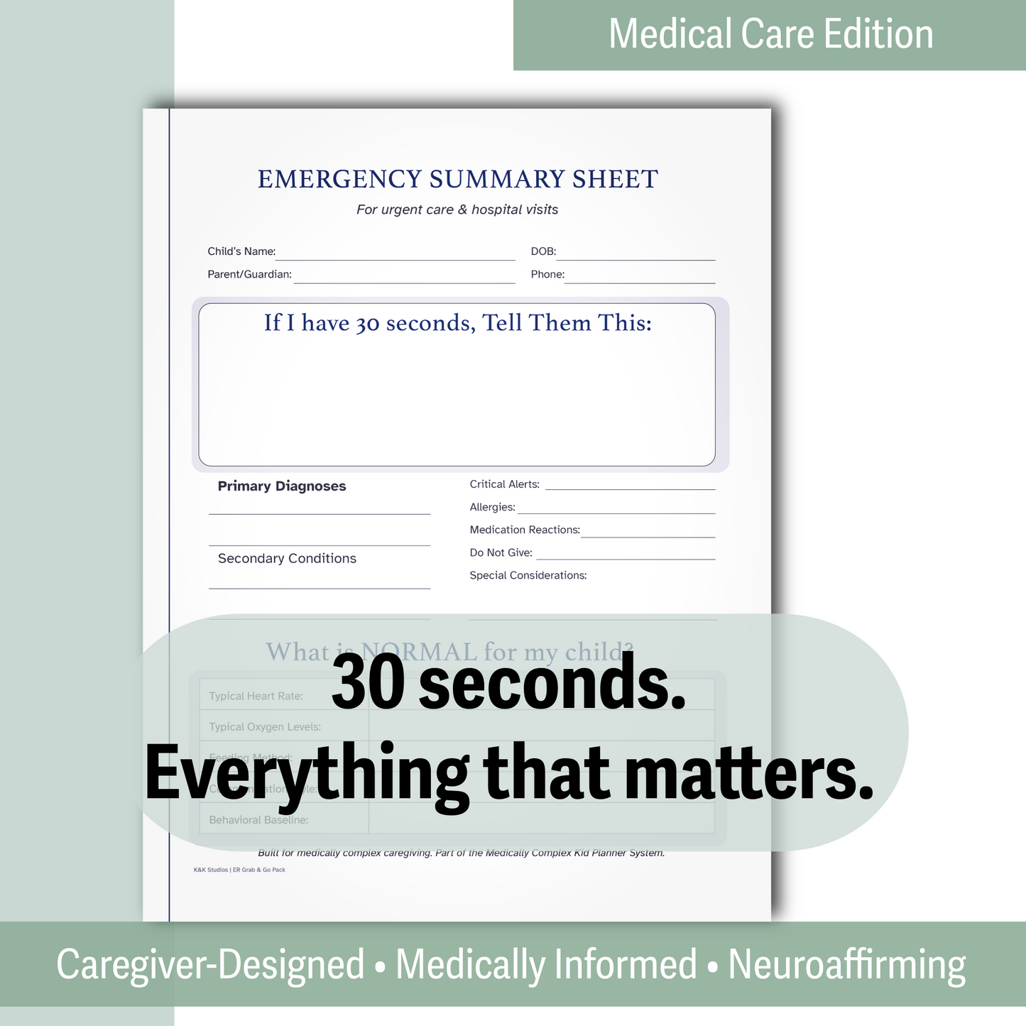ER Grab & Go Medical Binder
