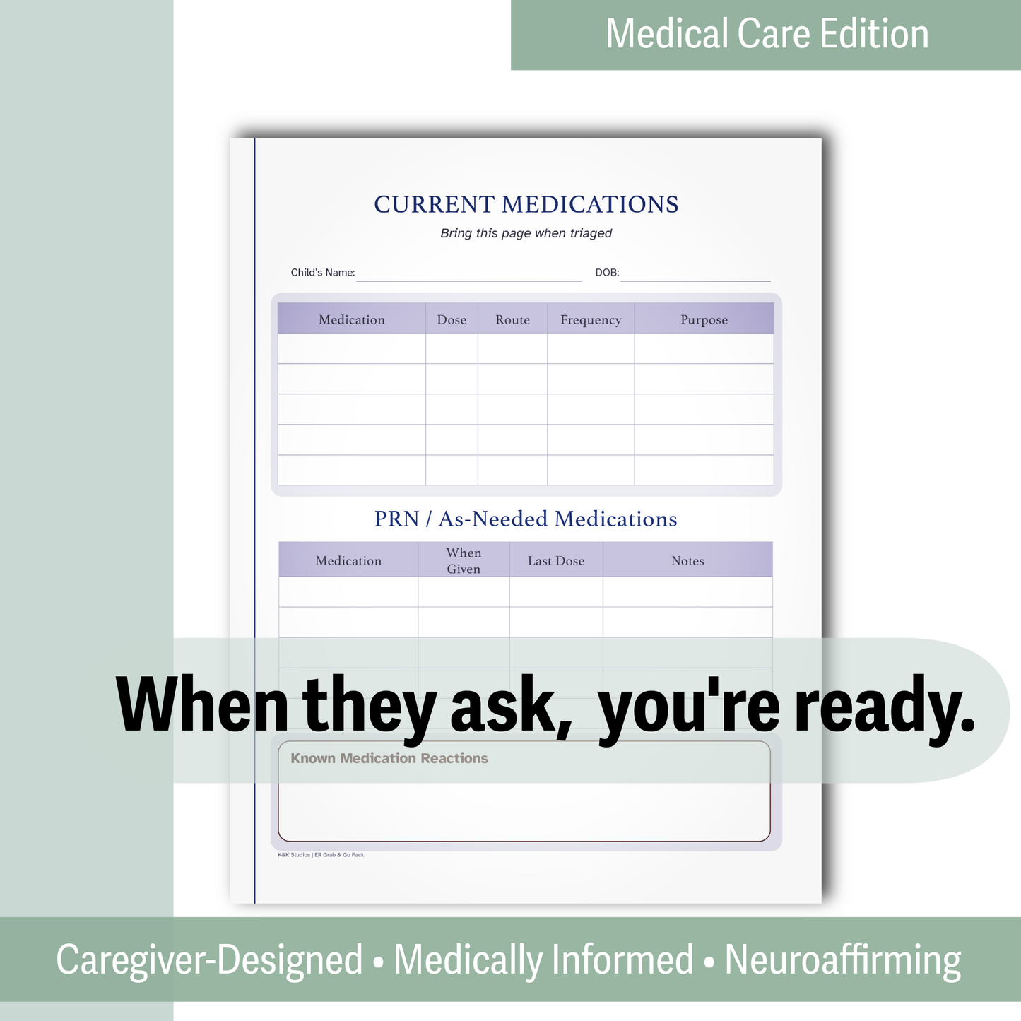 ER Grab & Go Medical Binder