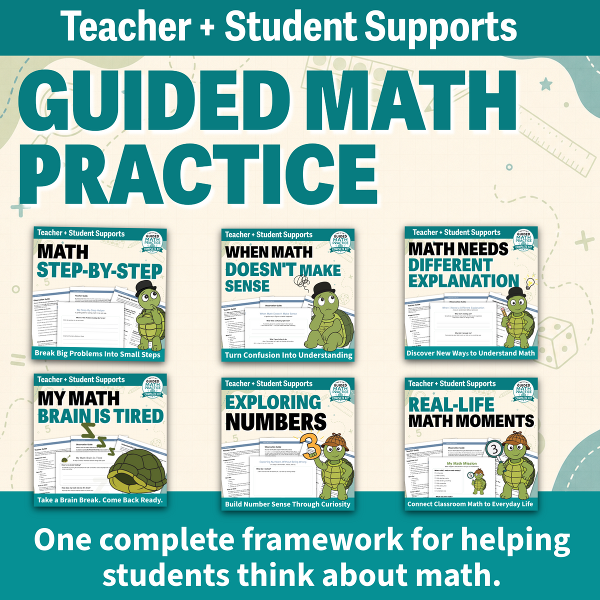 Guided Math Practice digital resource bundle cover.