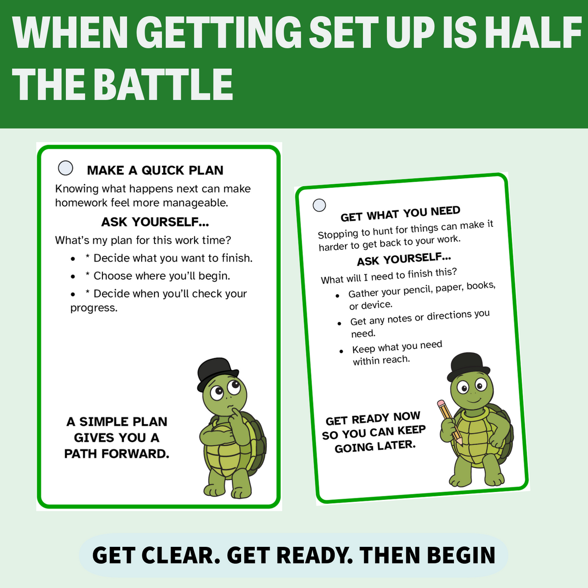 Homework Completion Strategy Cards