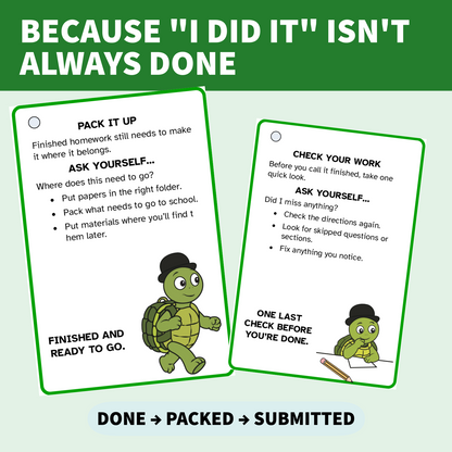 Homework Completion Strategy Cards