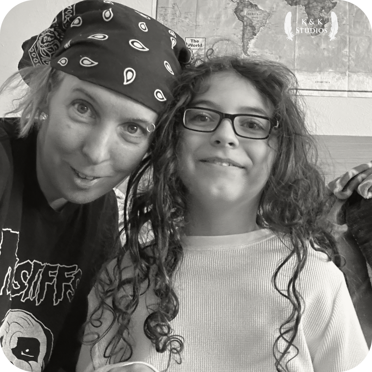 Kary, founder of K&K Studios, with her son.