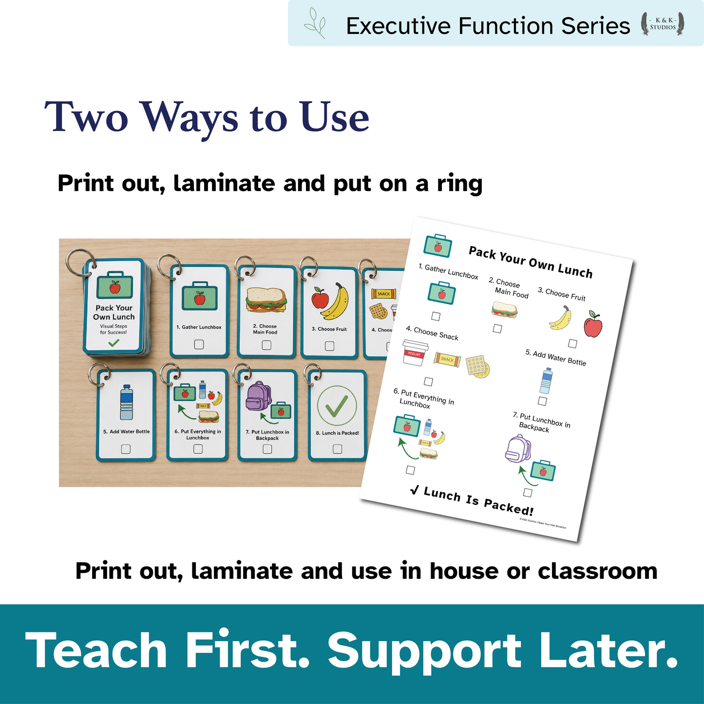 Pack My Own Lunch: Visual Executive Function Checklist & Lunch Packing Cards