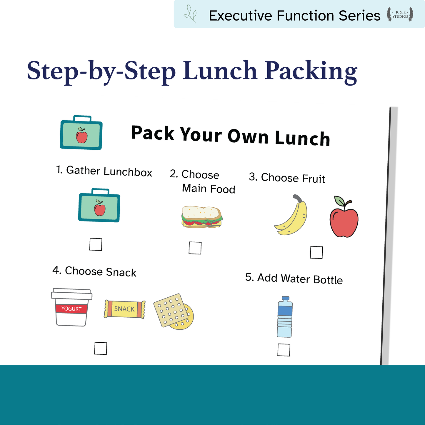 Pack My Own Lunch: Visual Executive Function Checklist & Lunch Packing Cards
