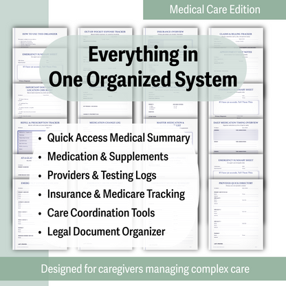 Medically Complex Kiddo Planner — Complete Caregiving System (Color + Print-Friendly PDF)