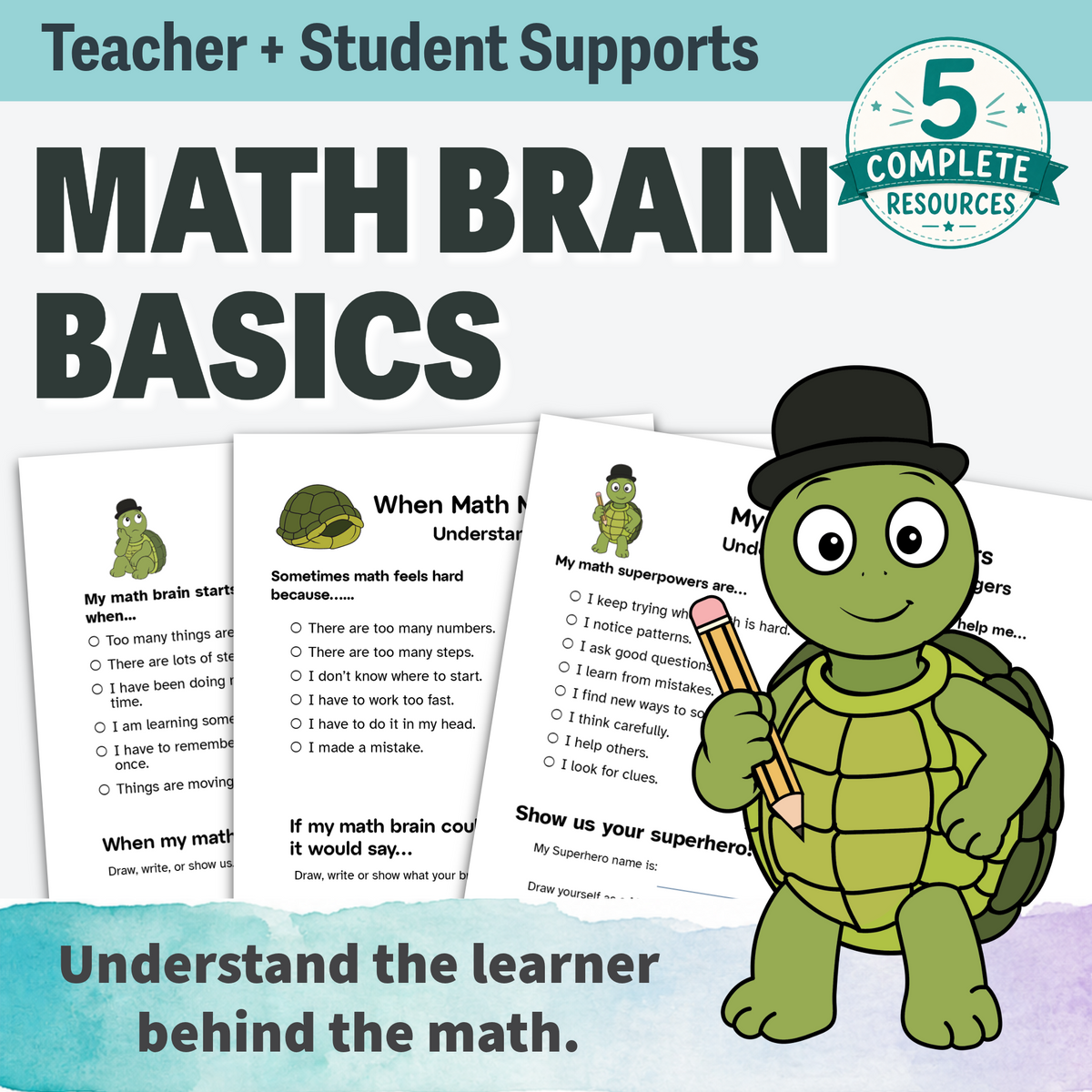Math Brain Basics for Grades 2–5 digital resource bundle cover.