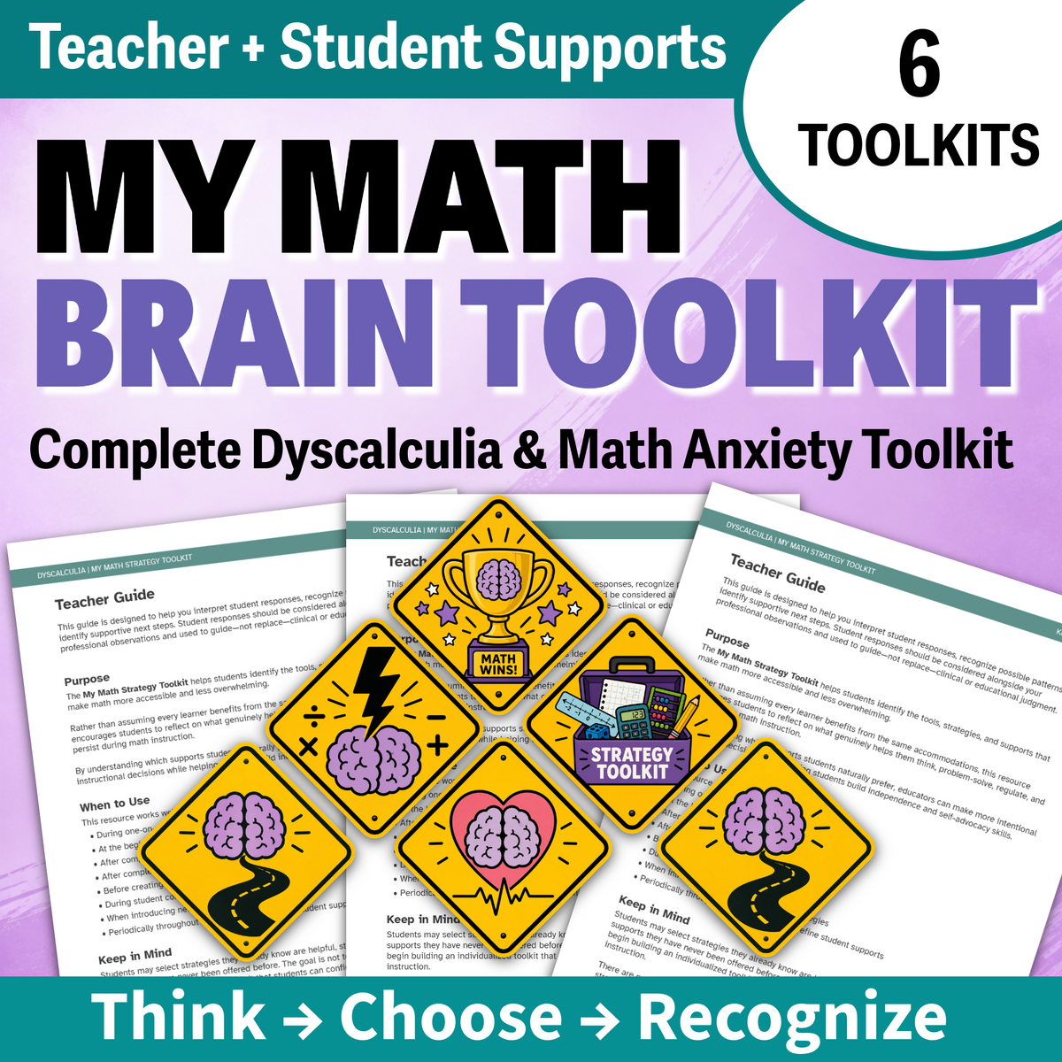     Math Brain Toolkit for Grades 6-9 digital resource bundle cover.