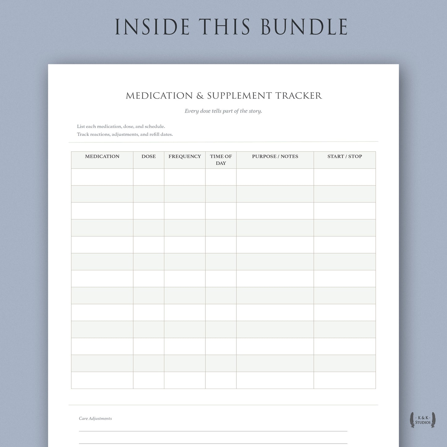 Medication and supplement tracker for caregivers
