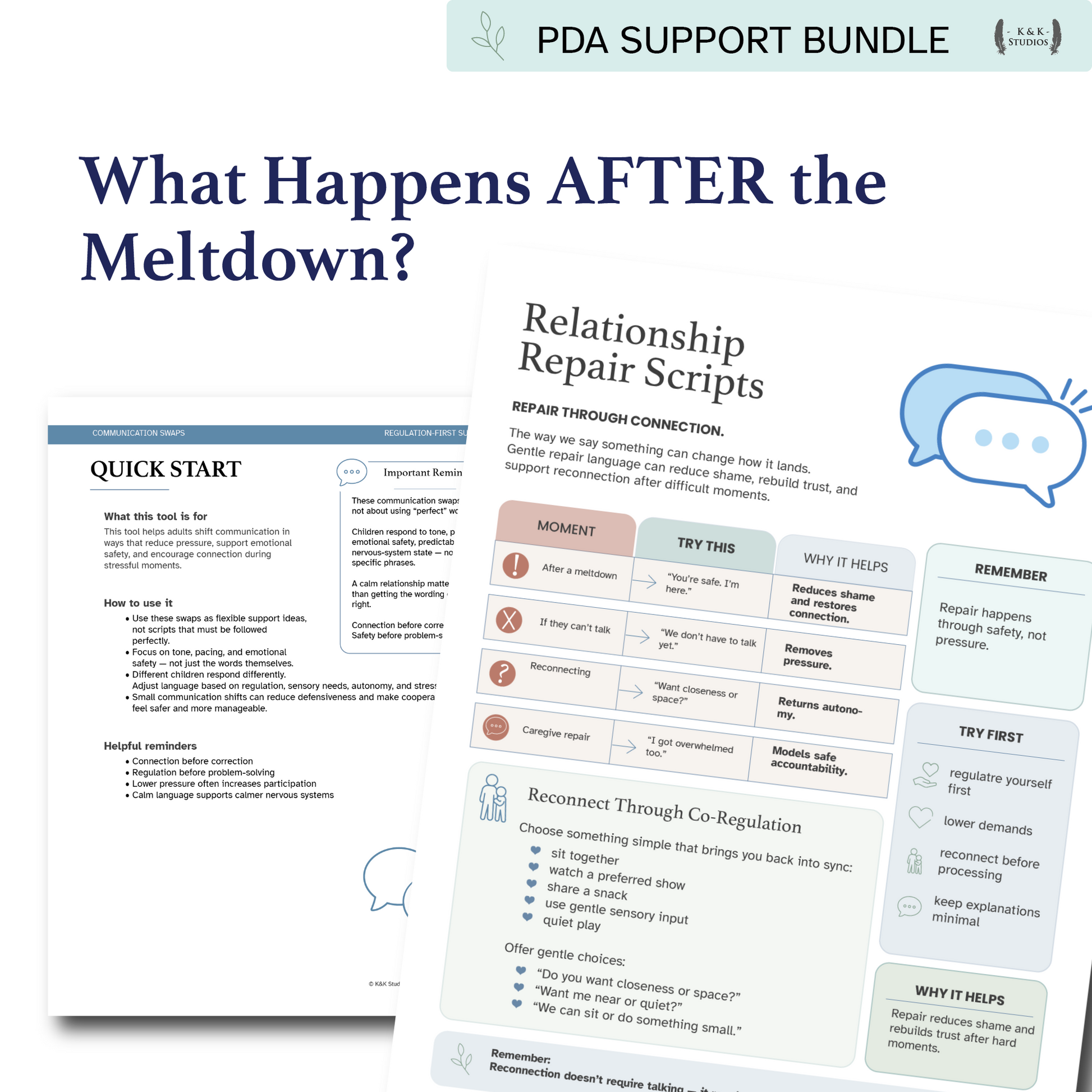 PDA Support Bundle materials on a white background