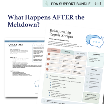 PDA Support Bundle materials on a white background