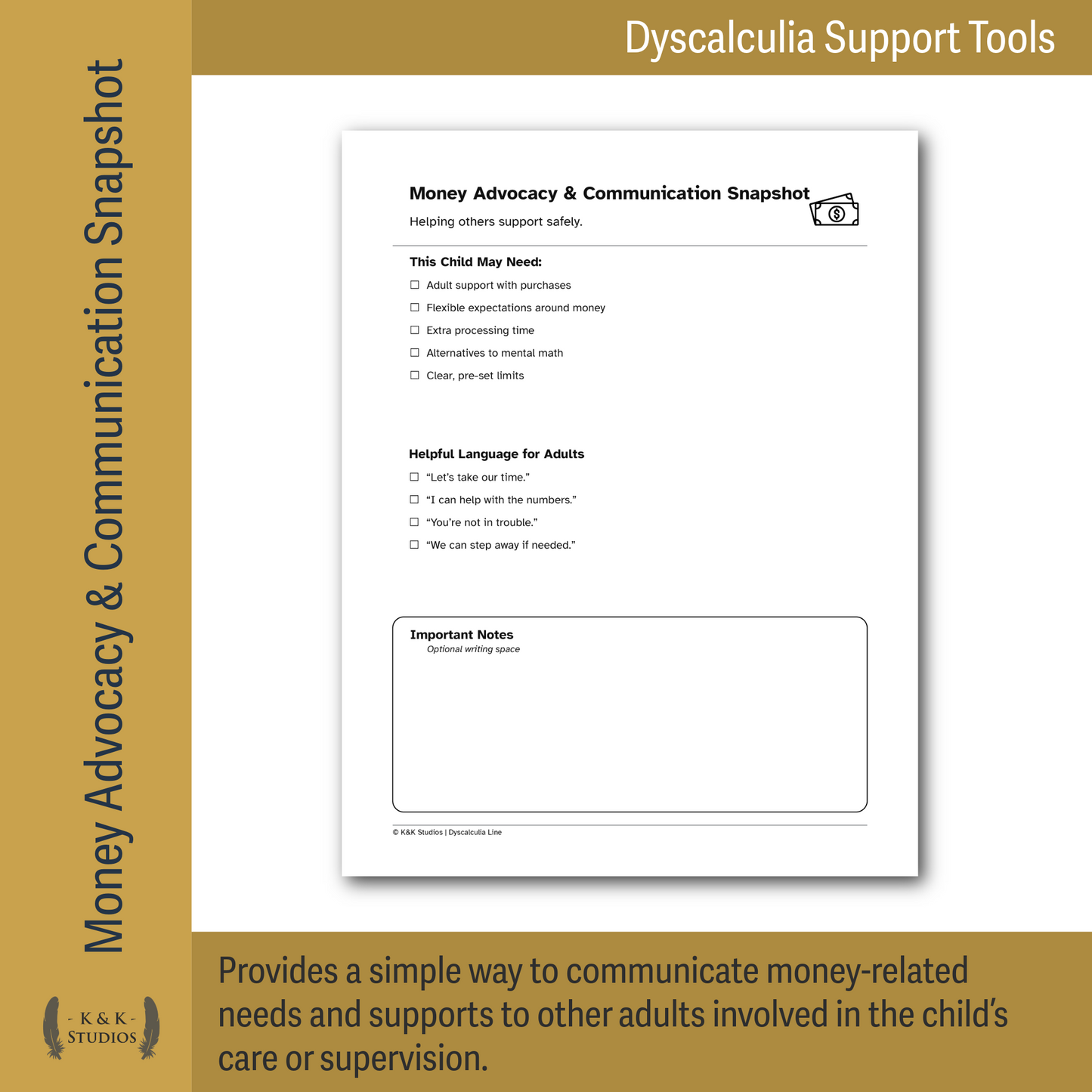 Money Without Mental Math | Dyscalculia Money Support Pack | Safe Spending & Daily Life Access Tools