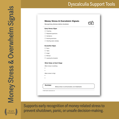 Money Without Mental Math | Dyscalculia Money Support Pack | Safe Spending & Daily Life Access Tools
