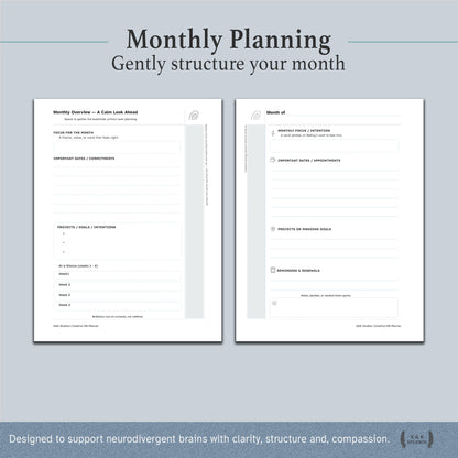 ND Mind Companion - Monthly Planning Pages