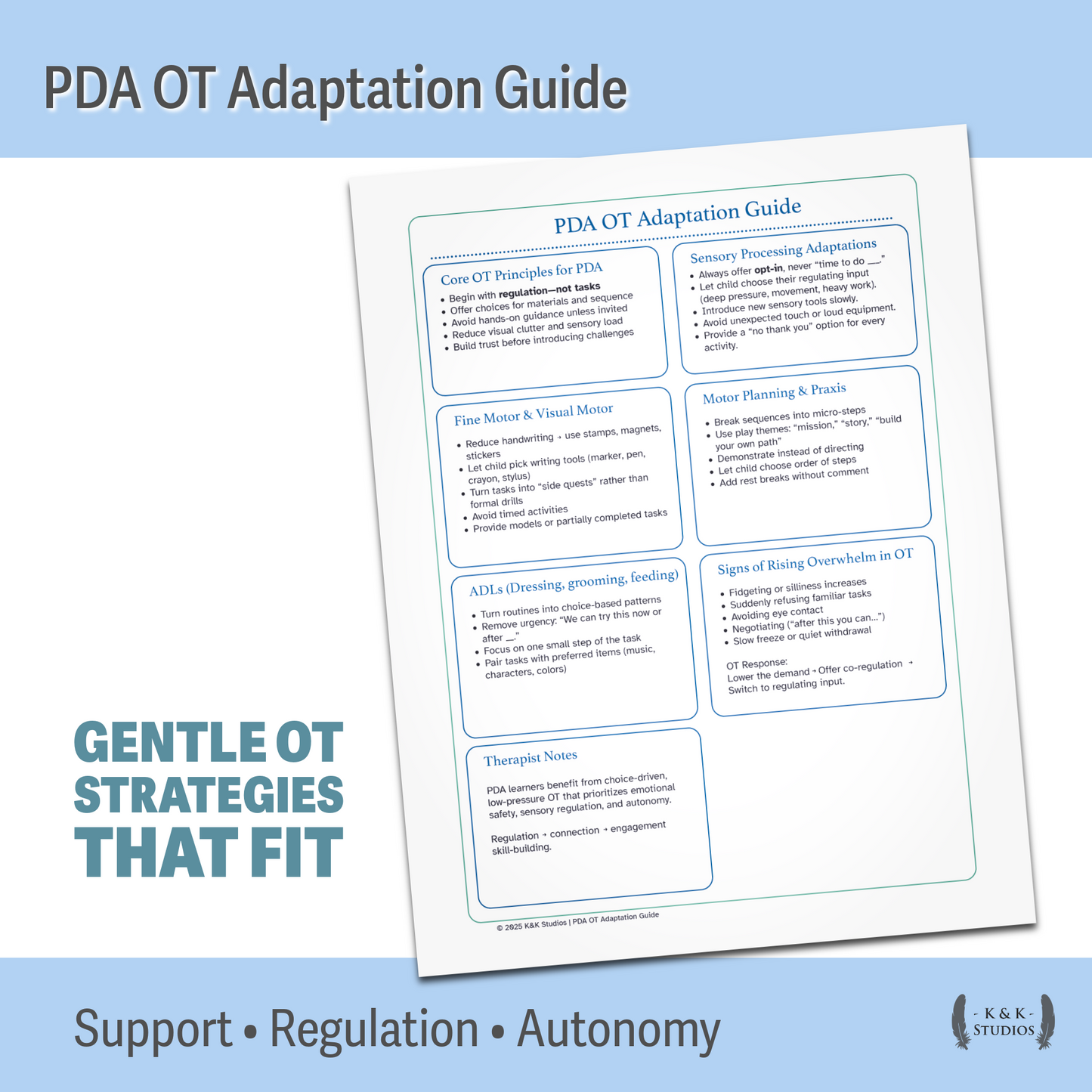 PDA Therapy Toolkit | OT, PT & SLP Adaptation Guides for Autistic Learners