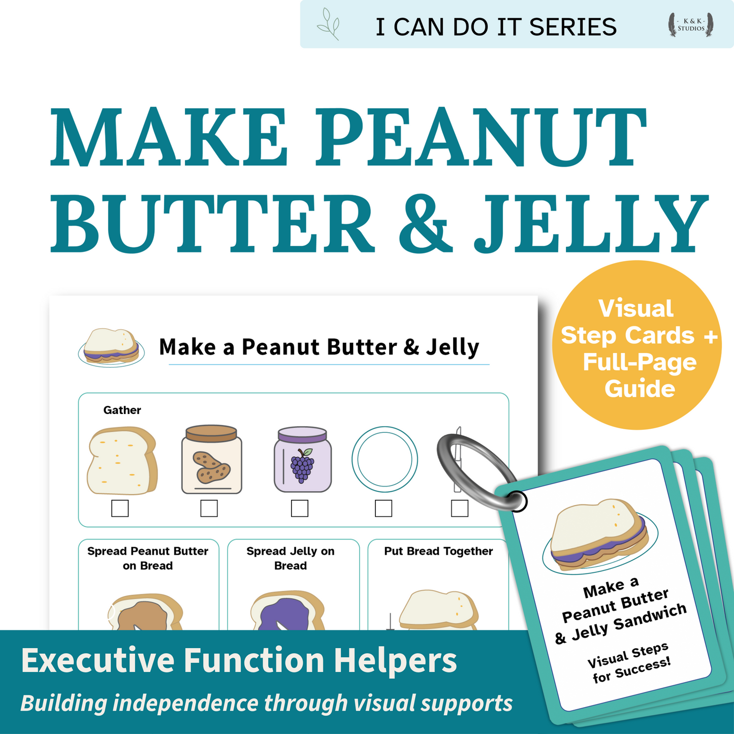 Make Peanut Butter & Jelly Guide and Visual Cards by K&K Studios