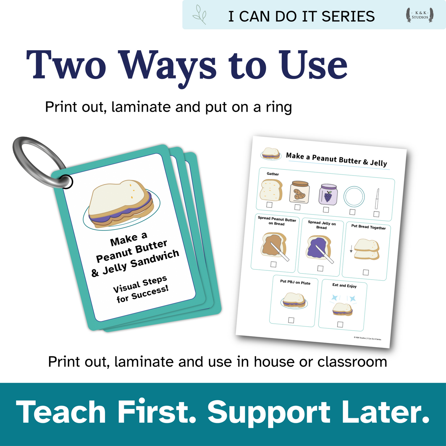 Make a Peanut Butter & Jelly Sandwich Helper | Visual Life Skills Routine Cards
