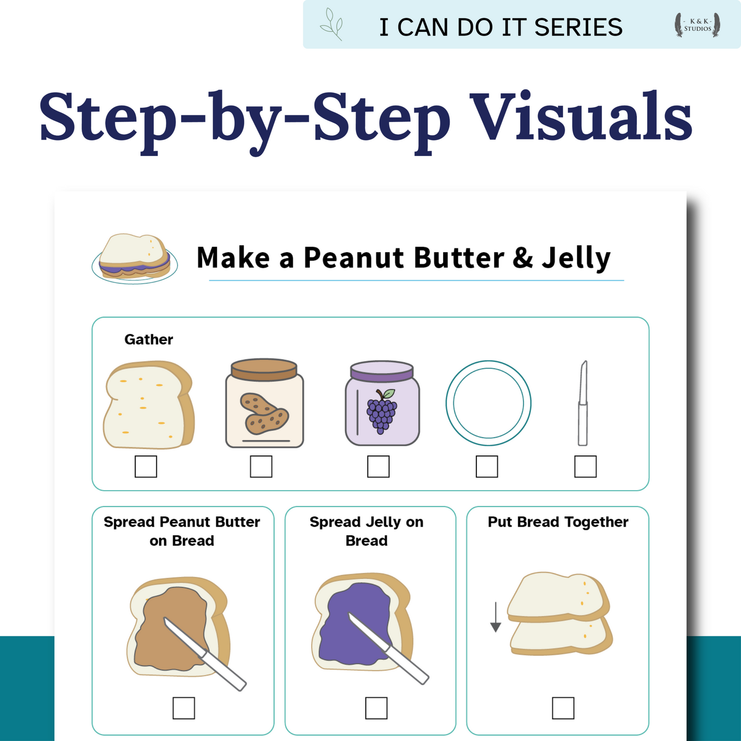 Make a Peanut Butter & Jelly Sandwich Helper | Visual Life Skills Routine Cards