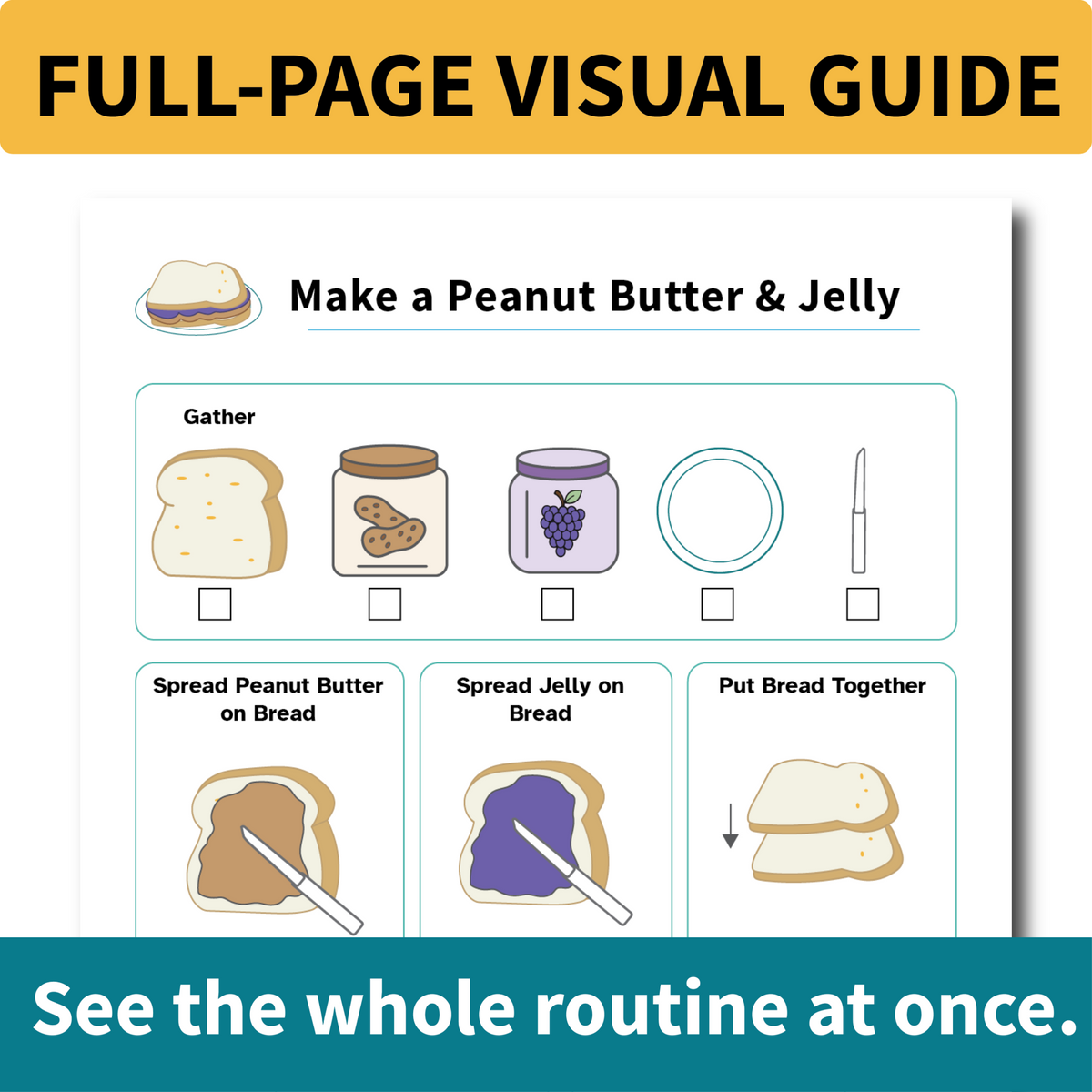 Make a Peanut Butter & Jelly Sandwich Helper | Visual Life Skills Routine Cards